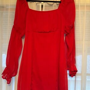Frances Valentine Vibrant Red Long Sleeve Dress